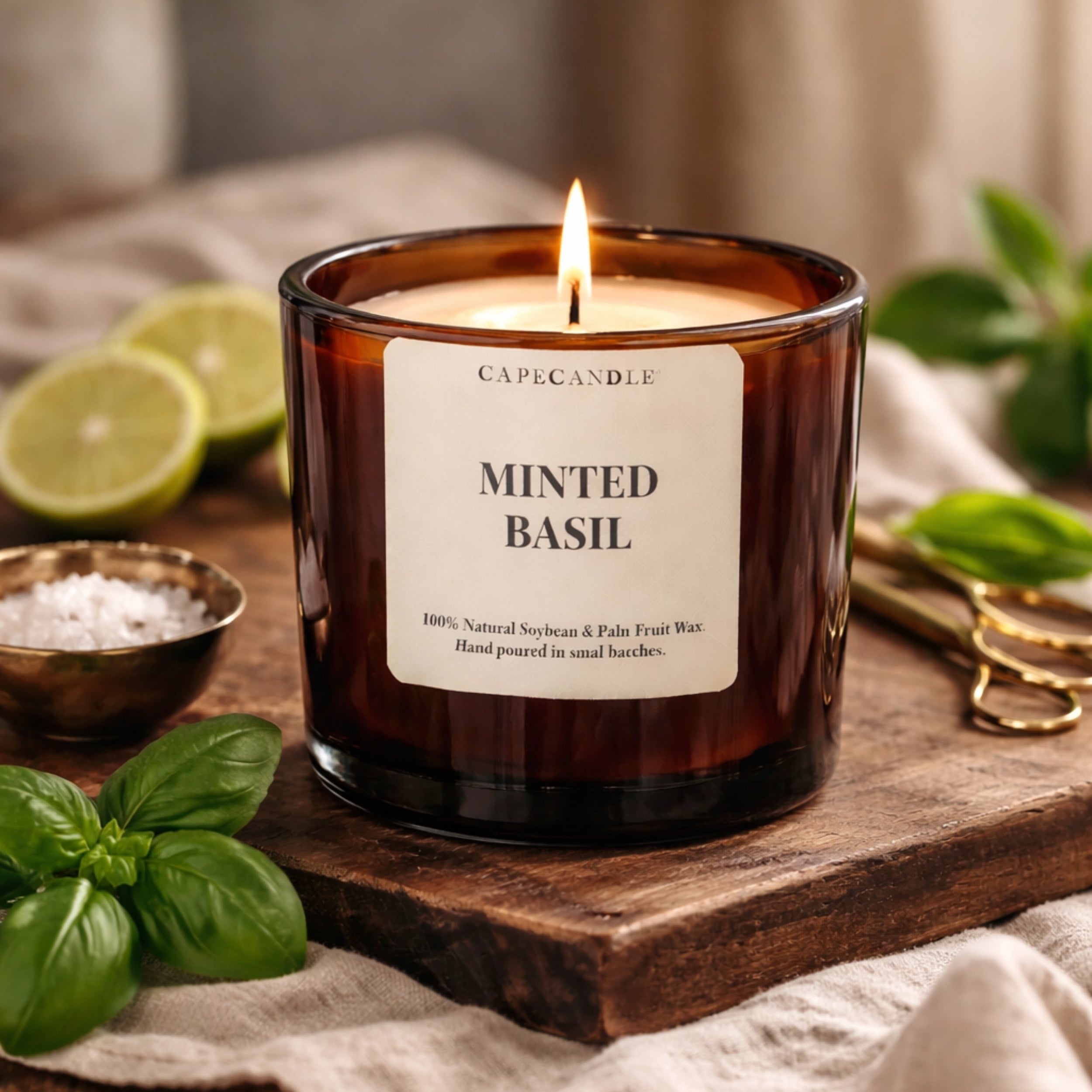 Minted Basil amber jar candle