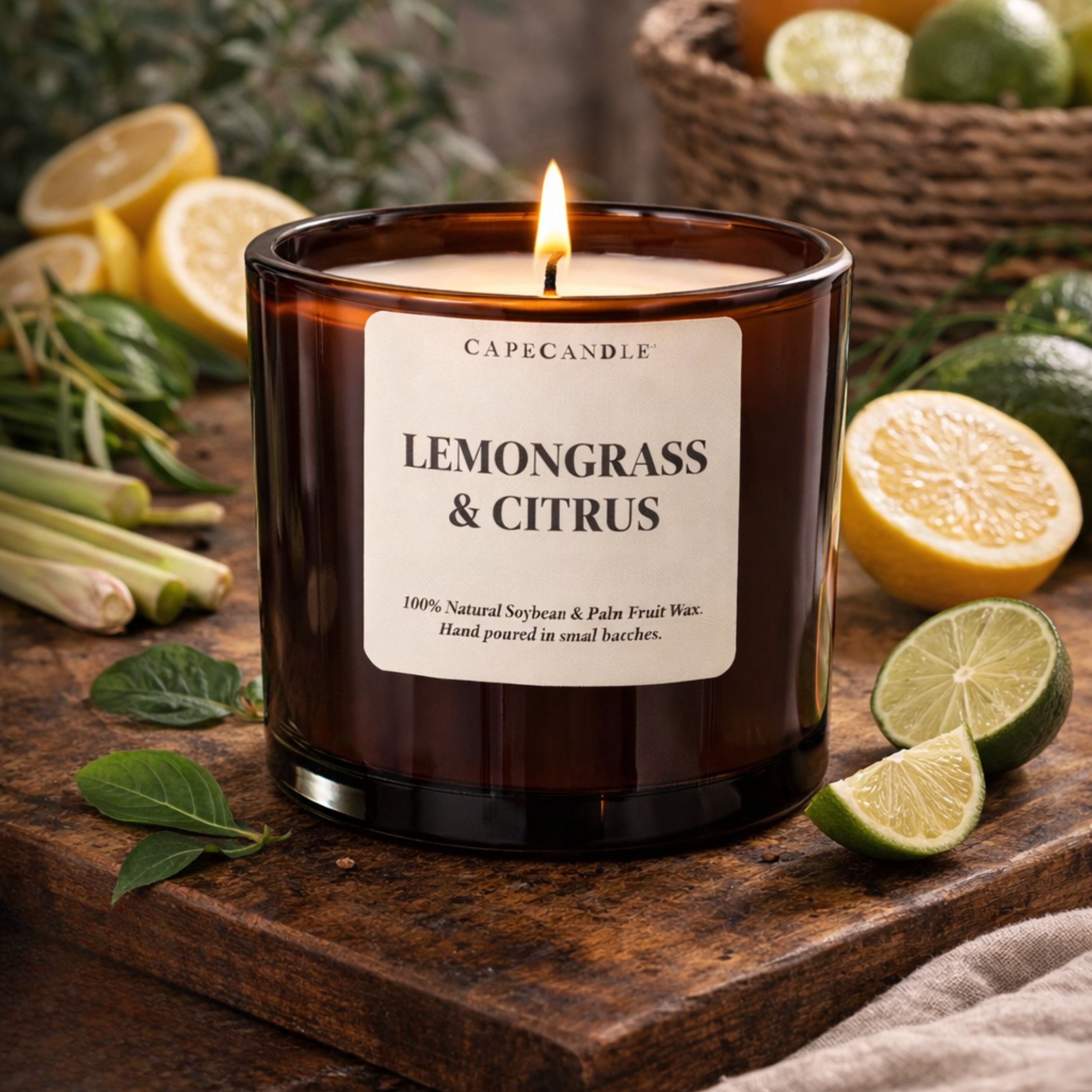 Lemongrass and Citrus amber jar candle