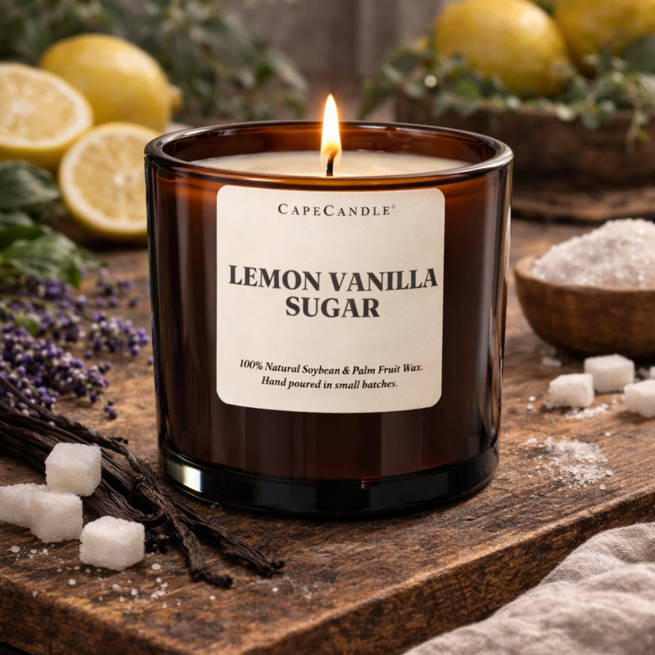 Lemon Vanilla Sugar amber jar candle