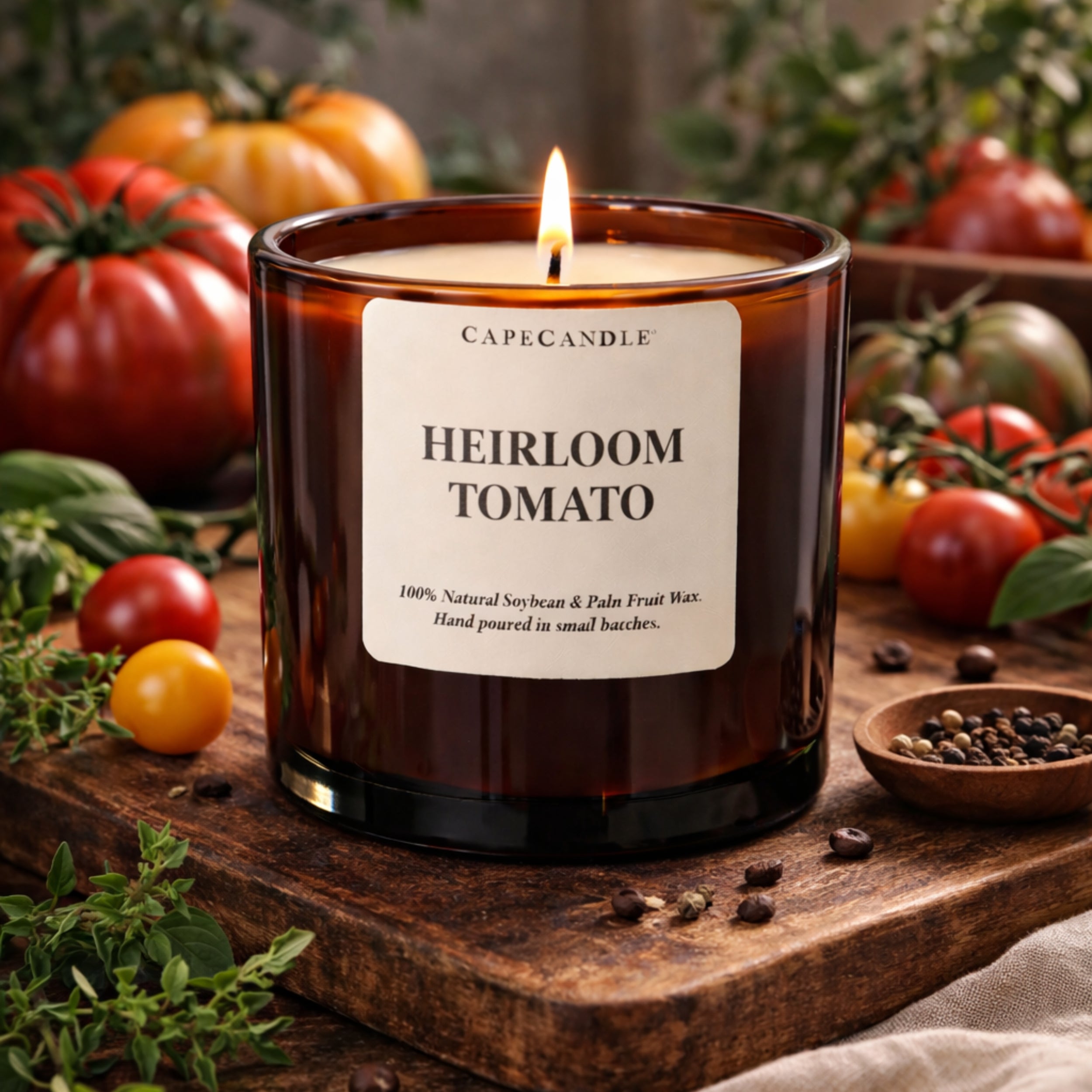 Heirloom Tomato amber jar candle