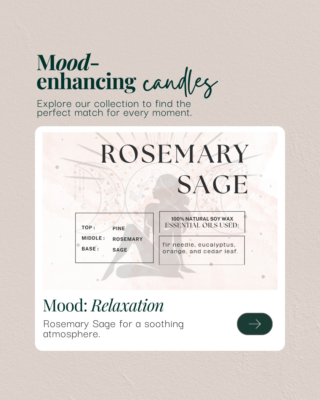 Mood-enhancing candles — Rosemary Sage for relaxation
