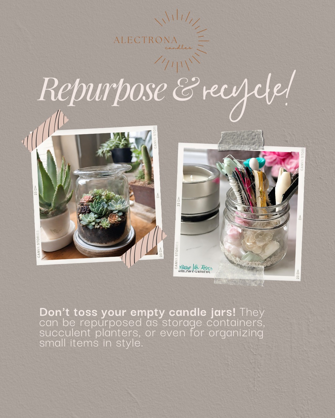 Empty jar ideas — succulent planters and organizers